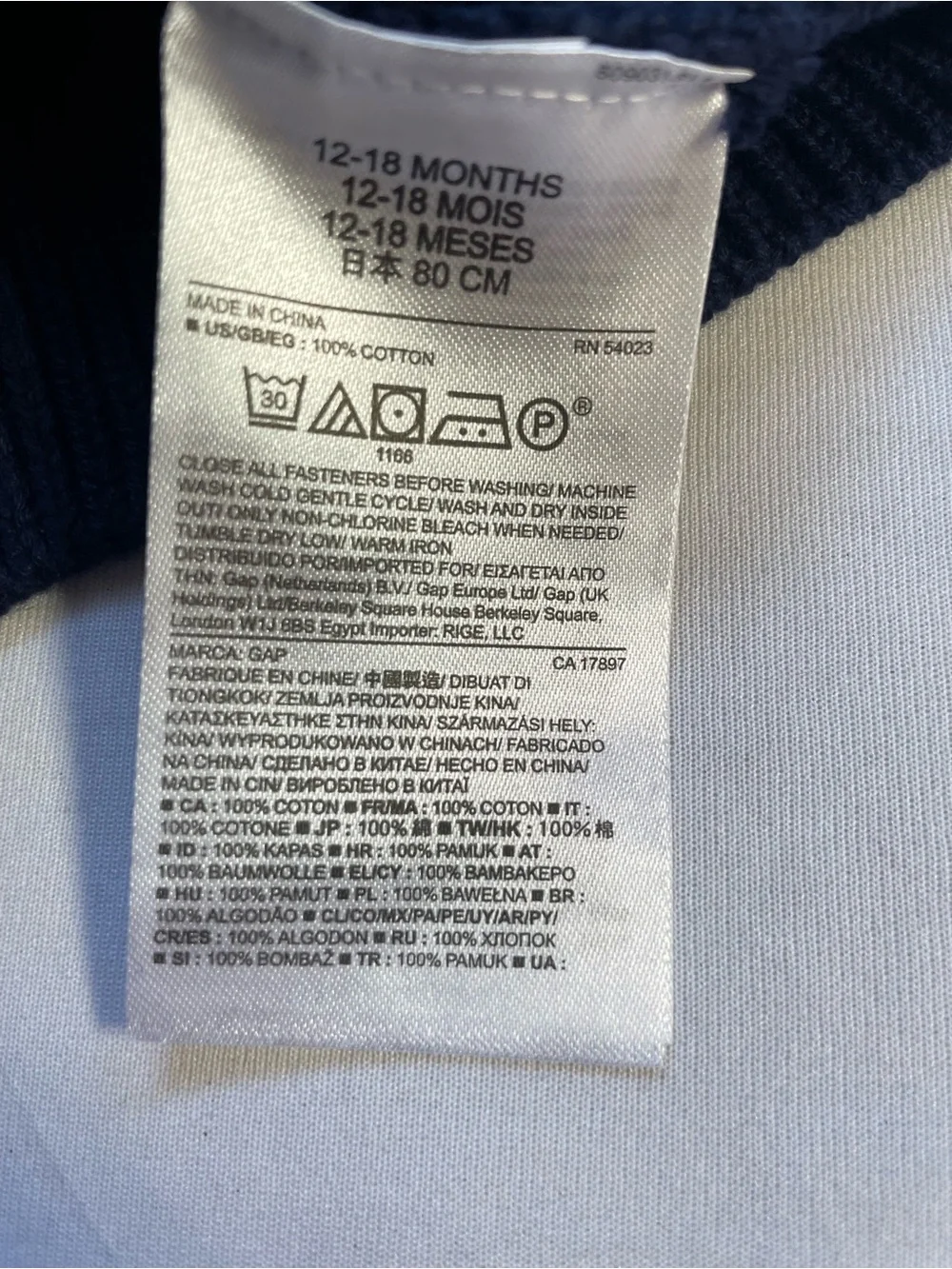 Baby Gap Navy 100% Cotton Cable Knit Crewneck Sweater 12-18 Months NWT